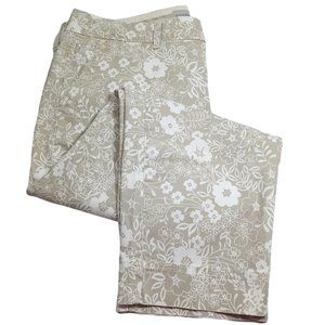 Old Navy Capri Pants - Tan & White Floral Print w/ 5 Pockets Size: 12